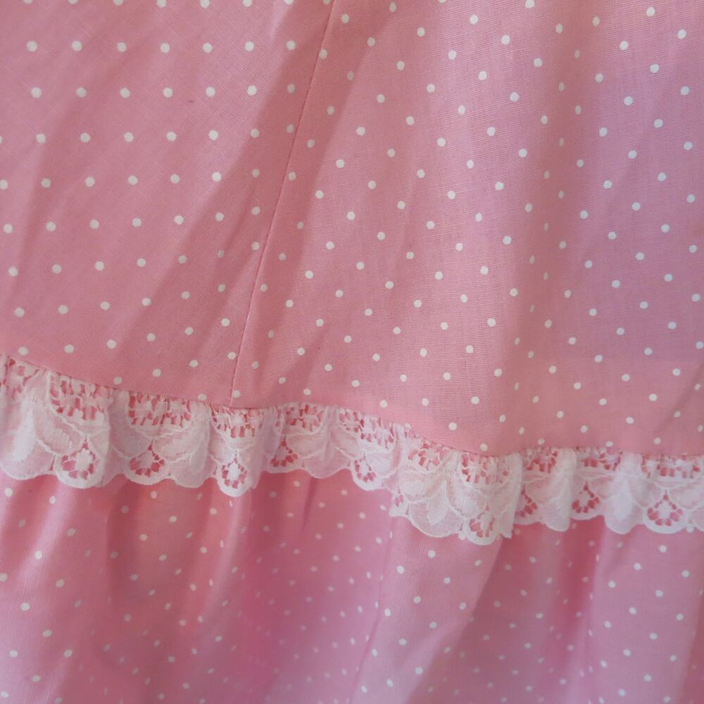 VINTAGE 70s Malco Modes Square Dancing Skirt Size M Pink Cottage Prairie Lace - Picture 5 of 7